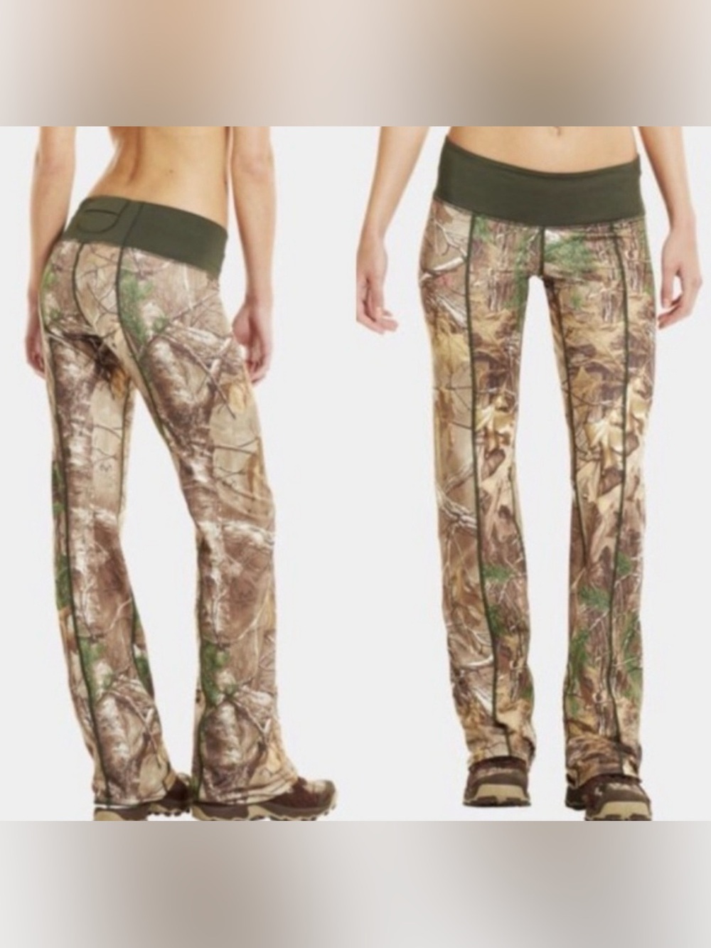 Under Armour Women's Camo Flare Pants with Olive Waistband